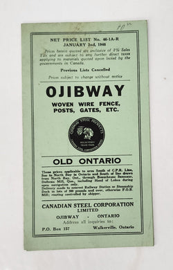 Ojibway Woven Wire Fence, Posts, Gates, Etc. 