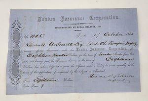 Receipt for insurance premium from Larratt W. Smith