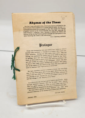 Rhymes of the Times: being reprints from the issues of the Times, Fort Frances, Ont., 1917-1930