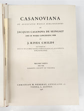 Casanoviana: An Annotated World Bibliography of Jacques Casanova de Seingalt and of Works Concerning Him