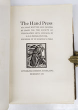 The Hand Press: An Essay Written and Printed by Hand for the Society of Typographic Arts, Chicago, by H.D.C. Pepler, Printer, Founder of St. Dominic's Press