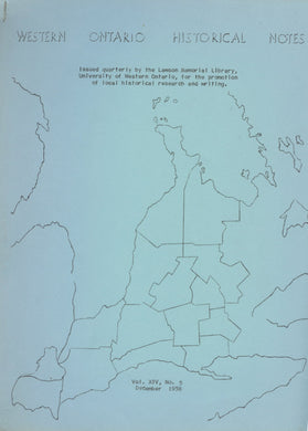 Western Ontario Historical Notes December 1958