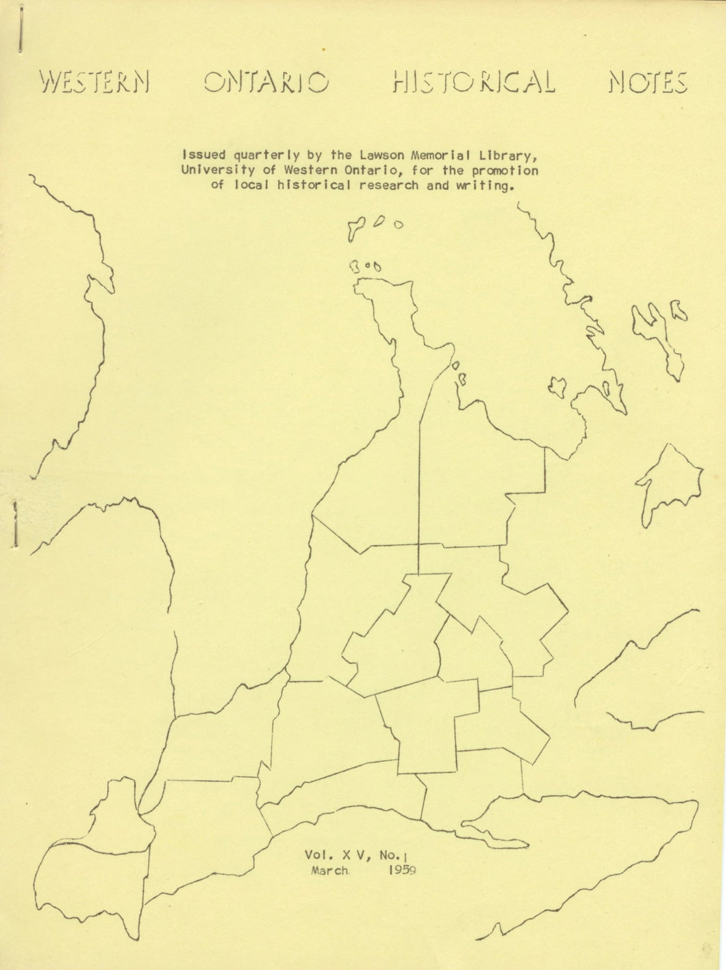Western Ontario Historical Notes March 1959