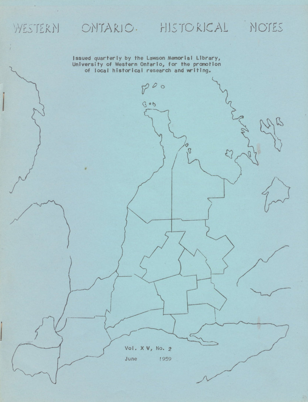 Western Ontario Historical Notes June 1959