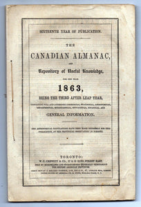 The Canadian Almanac and Repository of Useful Knowledge for the Year 1863
