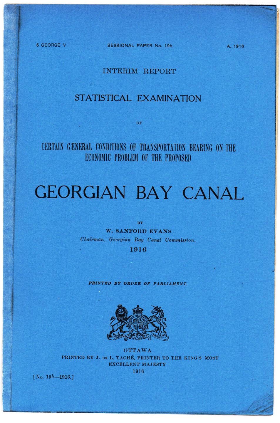 Interim Report. Statistical Examination of Certain General Conditions of Transportation Bearing on Economic Problem of the Proposed Georgian Bay Canal
