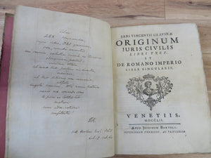 Originum Juris Civilis Libri Tres, et de Romano Imperio Liber Singularis
