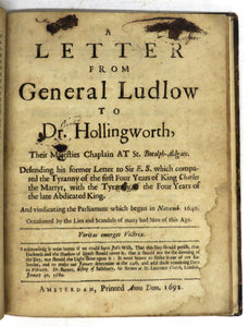 1. A Letter from Major General Ludlow to Sir E. S. / 2. A Letter from General Ludlow to Dr. Hollingworth