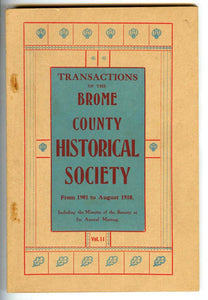 Transactions of the Brome County Historical Society From 1901 to August 1910. Including the Minutes of the Society at Its Annual Meeting. Vol. II