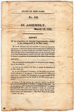 Report of the Committee on Internal Improvements Relative to the Enlargement of the Erie Canal