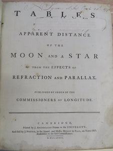 Tables For Correcting the Apparent Distance of the Moon and a Star from the Effects of Refraction and Parallax
