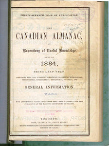 The Canadian Almanac, and Repository of Useful Knowledge for the Year 1884