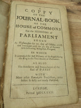 A Coppy of the Journal-Book of the House of Commons for the Sessions of Parliament