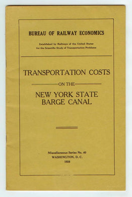 Transportation Costs On The New York State Barge Canal