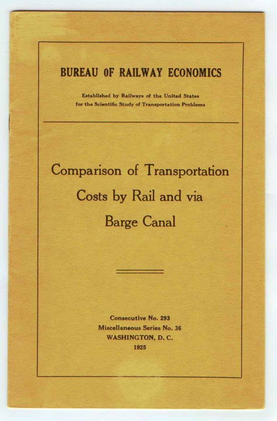 Comparison of Transportation Costs by Rail and via Barge Canal