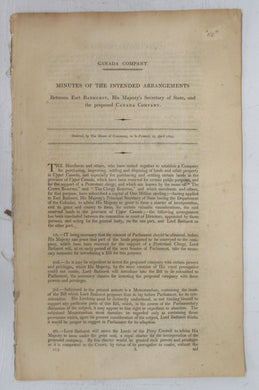 Canada Company parliamentary documents