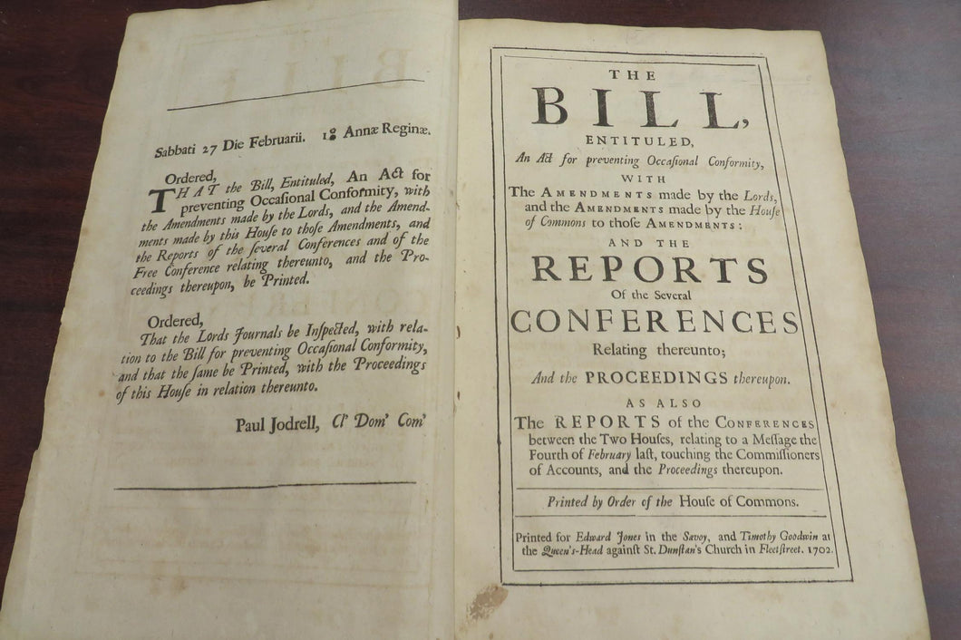 The Bill, Entituled, An Act for Preventing Occasional Conformity, with the Amendments 