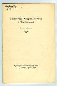 McMurtrie's Oregon Imprints: A Third Supplement