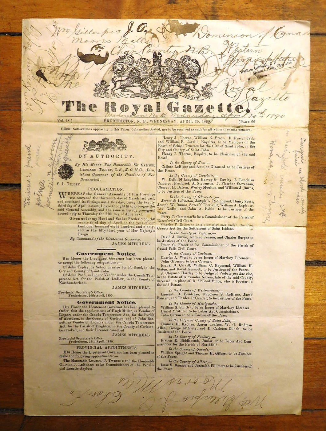 The Royal Gazette, Fredericton, NB, April 30, 1890