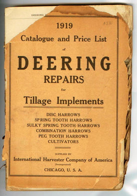 1919 Catalogue and Price List of Deering Repairs for Tillage Implements