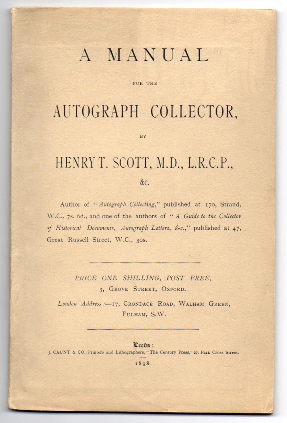 A Manual for the Autograph Collector