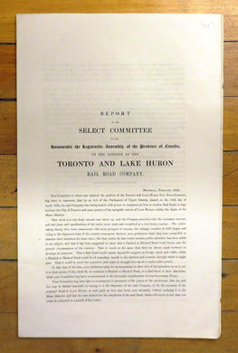Report of the Select Committee of the Honourable the Legislative Assembly of the Province of Canada, on the petition of the Toronto and Lake Huron Rail Road Company