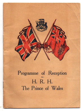 Programme of Reception to H.R.H. The Prince of Wales at London, October 22nd 1919 