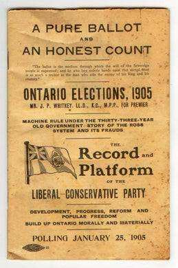 A Pure Ballot and An Honest Count: Ontario Elections, 1905
