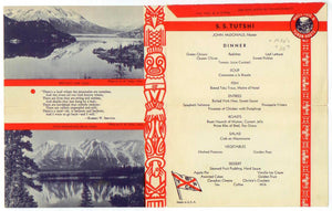S. S. Tutshi souvenir menu postcard