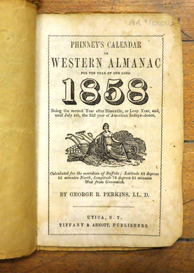 Phinney's Calendar or Western Almanac for the Year of Our Lord 1858