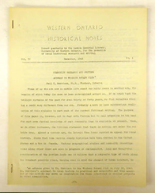 Western Ontario Historical Notes December 1946