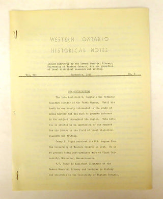 Western Ontario Historical Notes September 1949