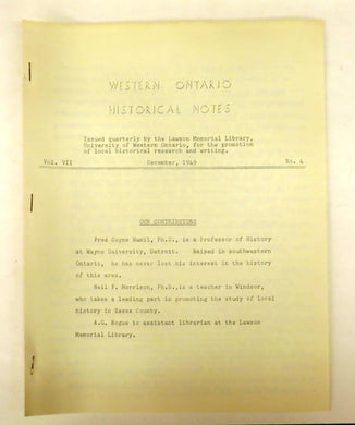Western Ontario Historical Notes December 1949