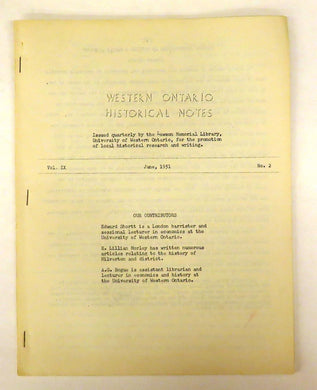 Western Ontario Historical Notes June 1951