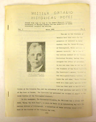 Western Ontario Historical Notes March 1943