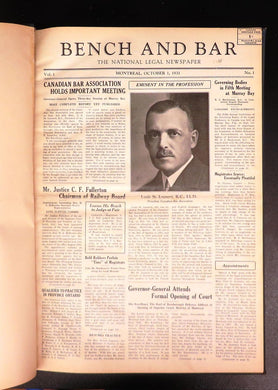 Bench and Bar: The National Legal Newspaper October 1931 - December 1936
