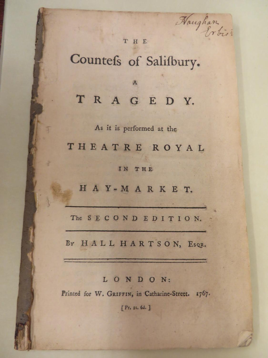 The Countess of Salisbury. A Tragedy. As it is performed at the Theatre Royal in the Hay-Market