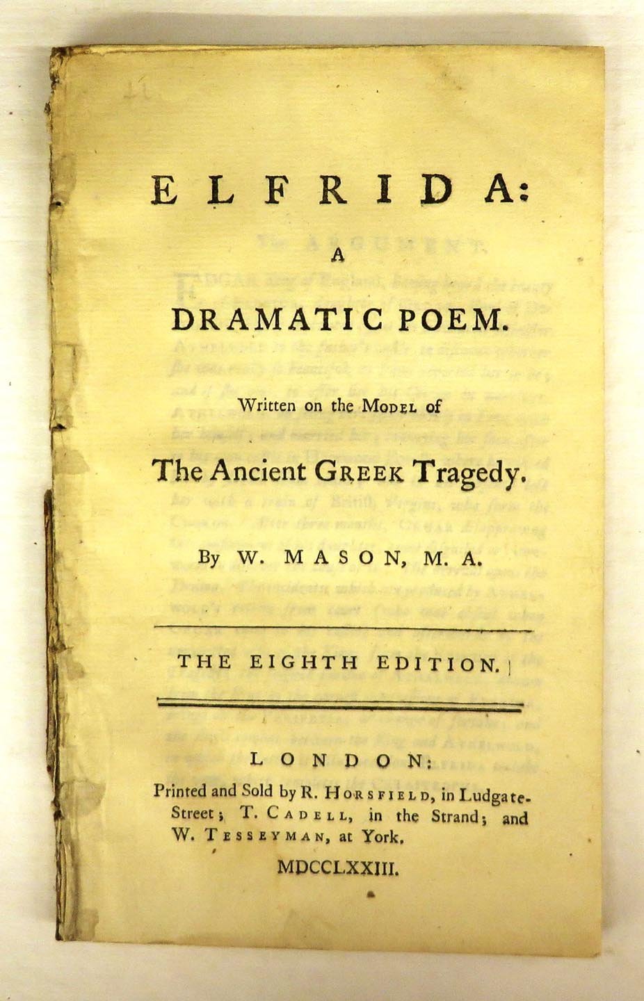 Elfrida: A Dramatic Poem. Written on the Model of The Ancient Greek Tragedy