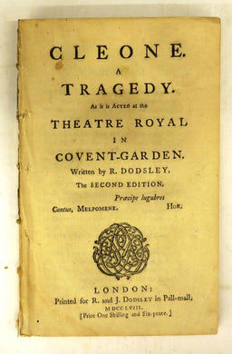 Cleone. A Tragedy. As it is Acted at the Theatre Royal in Covent-Garden