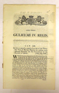 An Act to amend so much of an Act of the thirty-first year of His late Majesty, for making more effectual Provision for the Government of the Province of Quebec