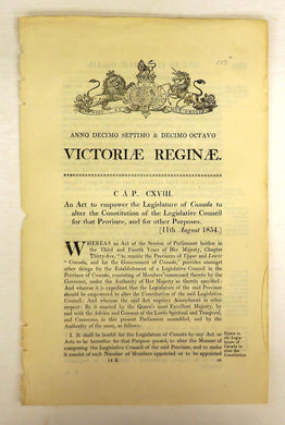 An Act to empower the Legislature of Canada to alter the Constitution of the Legislative Council for that Province, and for other Purposes