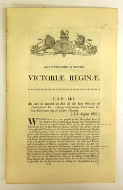 An Act to amend an Act of the last Session of Parliament for making temporary Provision for the Government of Lower Canada