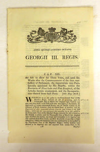 An Act to allow for Three Years, and until Six Weeks after the Commencement of the then next Session of  Parliament, the Importation into Ports specially appointed by His Majesty, within the Provinces of Nova Scotia and New Brunswick, 