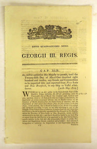 An Act to authorize His Majesty to permit, until the Twenty-fifth Day of march One thousand eight hundred and twelve, any Goods and Commodities to be imported into and exported from Nova Scotia and New Brunswick, in any Ship or Vessel whatsoever