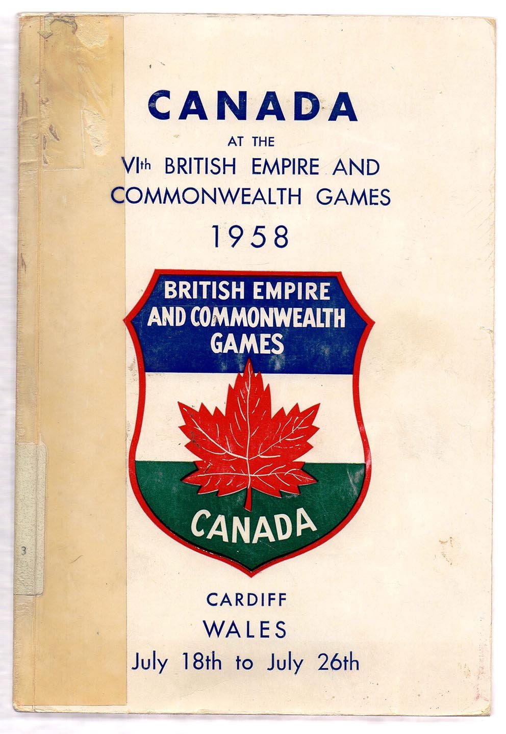 Canada's Part in the 1958 British Empire and Commonwealth Games, Cardiff Glamorgan, Wales, July 18th to July 26th
