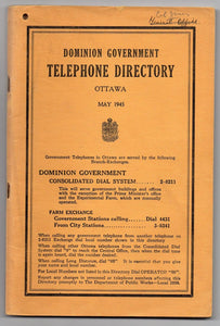 Dominion Government Telephone Directory, May  1945