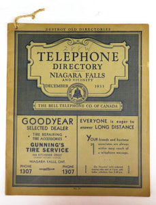 Telephone Directory - Niagara Falls and Vicinity, December 1933