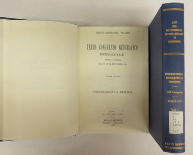 Terzo Congresso Geographico Internazionale, Tenuto a Venezia, dal 15 al 22 Settembre, 1881 [International Geographical Congress, 3rd Congress, Roma 1881]