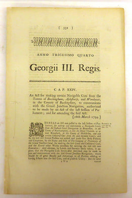 An Act for making certain Navigable Cuts from the Towns of Buckingham, Aylesbury, and Wendover, in the County of Buckingham, to communicate with the Grand Junction Navigation