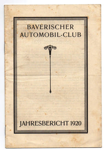 Bayerischer Automobil-Club Jahresbericht 1920